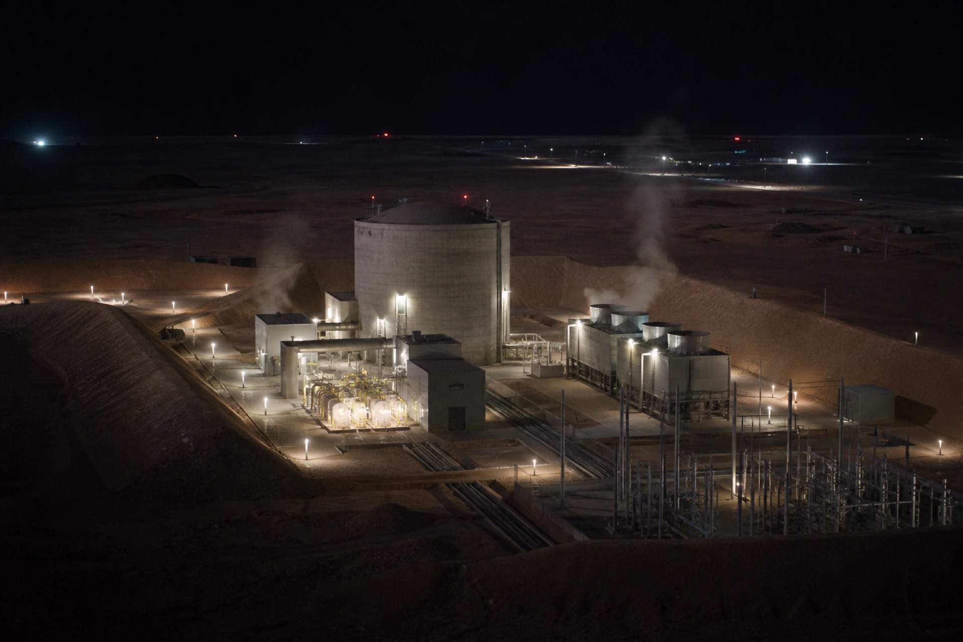CORE micro-reactor plant behind earth berms