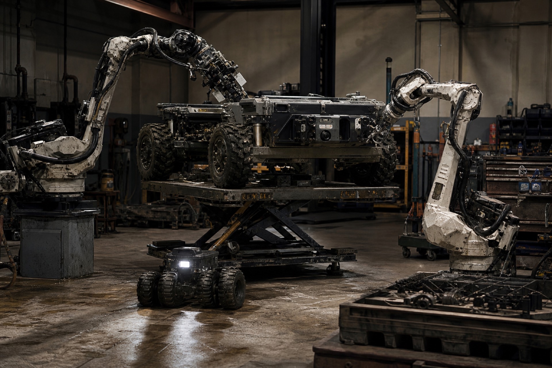TENDON robotic arms servicing a vehicle